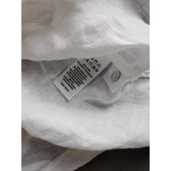 Joie Women XL 100% Linen White Eyelet Short Sleeve Button Crop Shirt Coquette - Picture 7 of 9